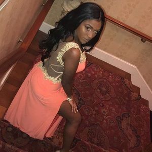 Coral pink/orange prom dress